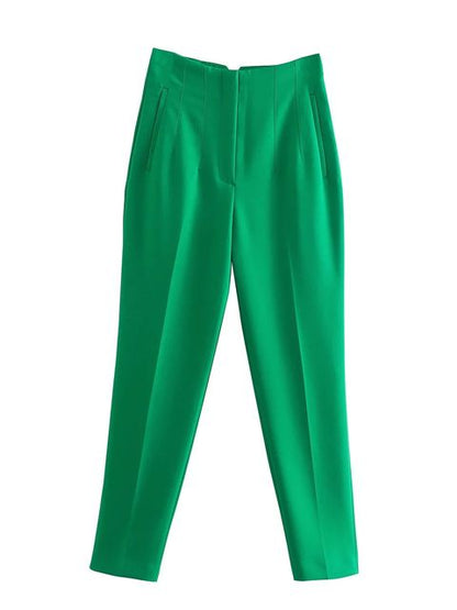 Damesbroek met hoge taille en vlechtwerk
