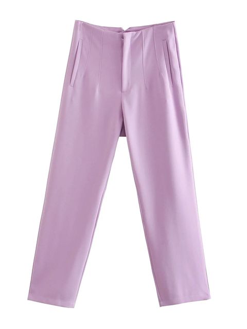 Damesbroek met hoge taille en vlechtwerk