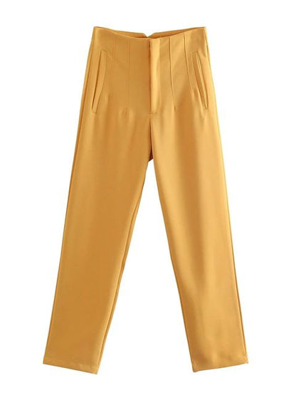 Damesbroek met hoge taille en vlechtwerk