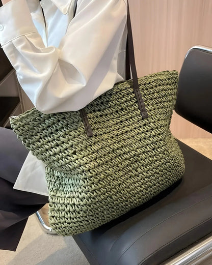 Ecochic | stijlvolle geweven shopper met lange handvatten