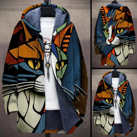 Loretto - Warme jas met kattenpatroon