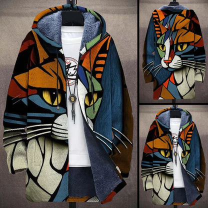 Loretto - Warme jas met kattenpatroon