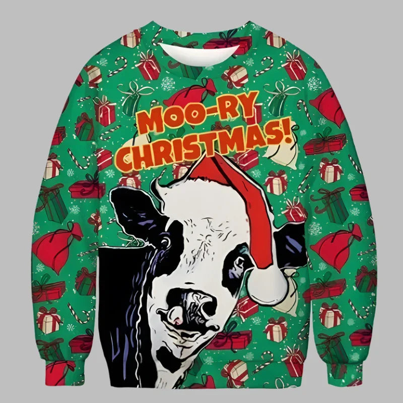 Alina Kersttrui | Kerstmotief 3D-geprinte unisex trui