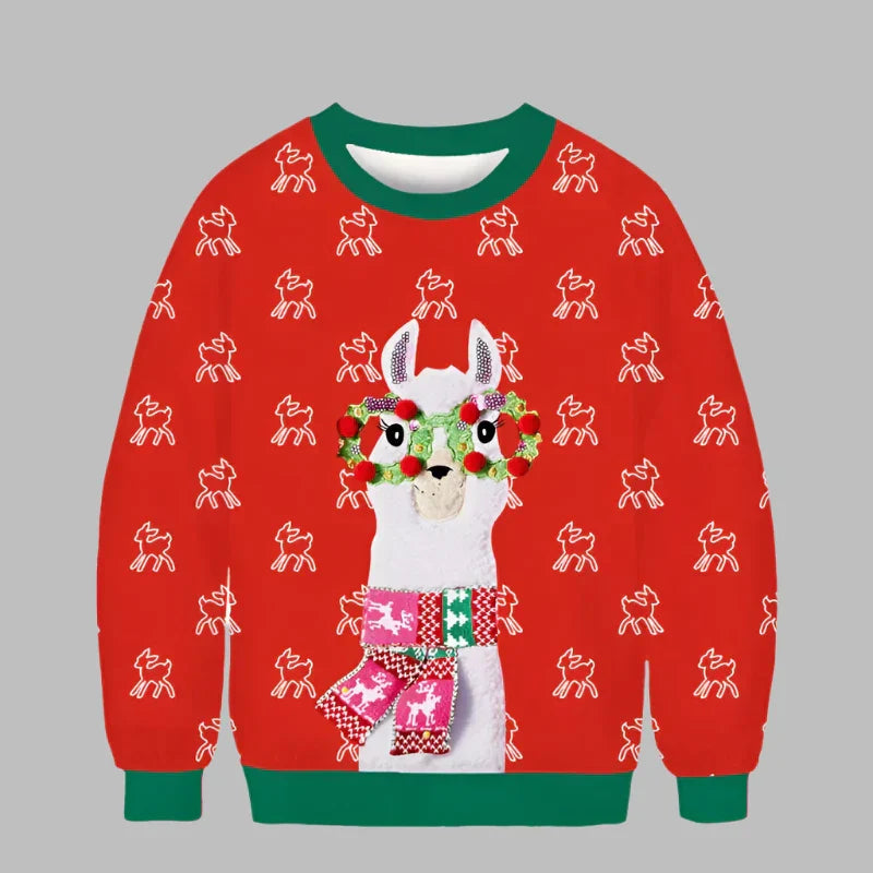 Alina Kersttrui | Kerstmotief 3D-geprinte unisex trui