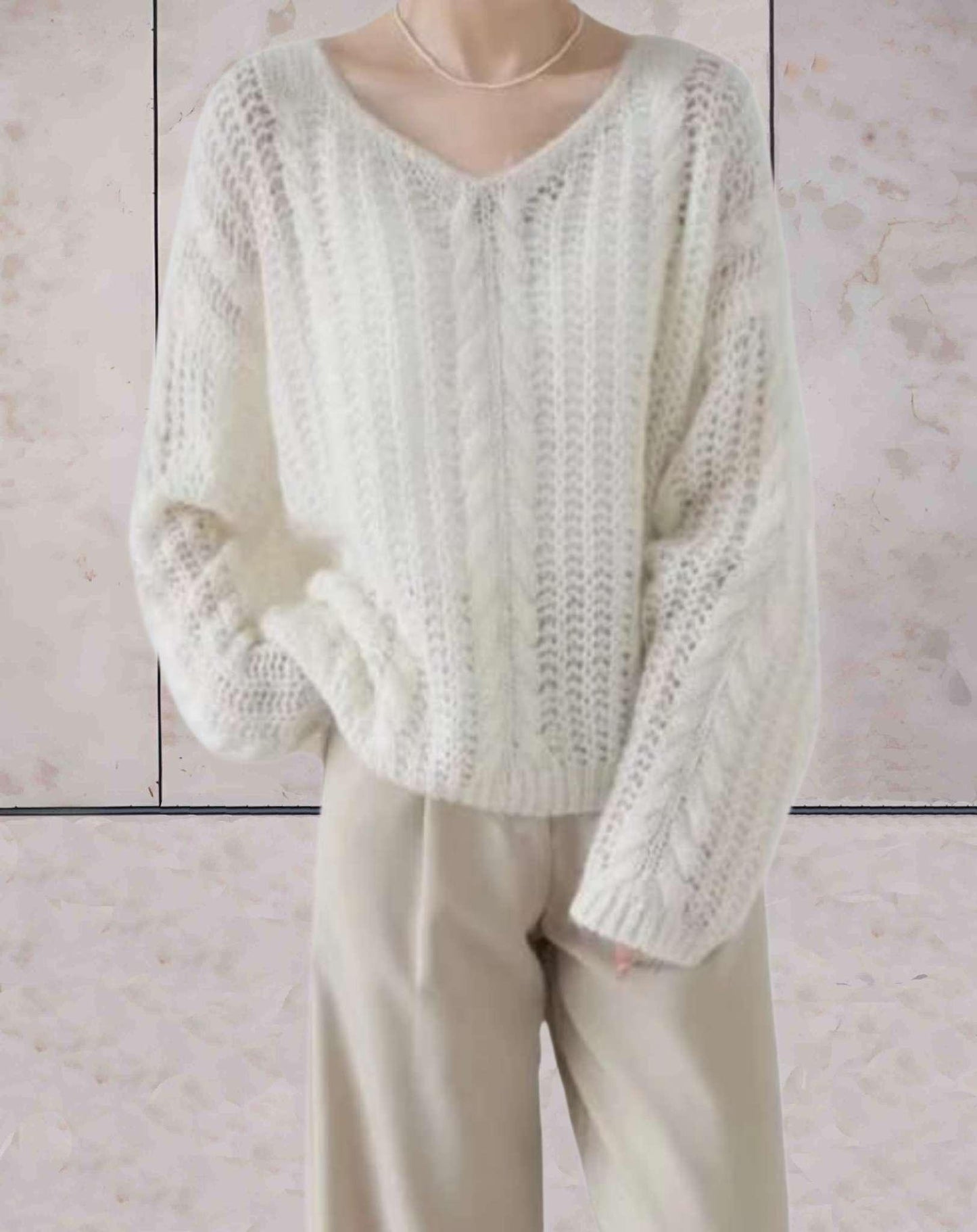 Kielle | Gebreide oversized trui met V-hals