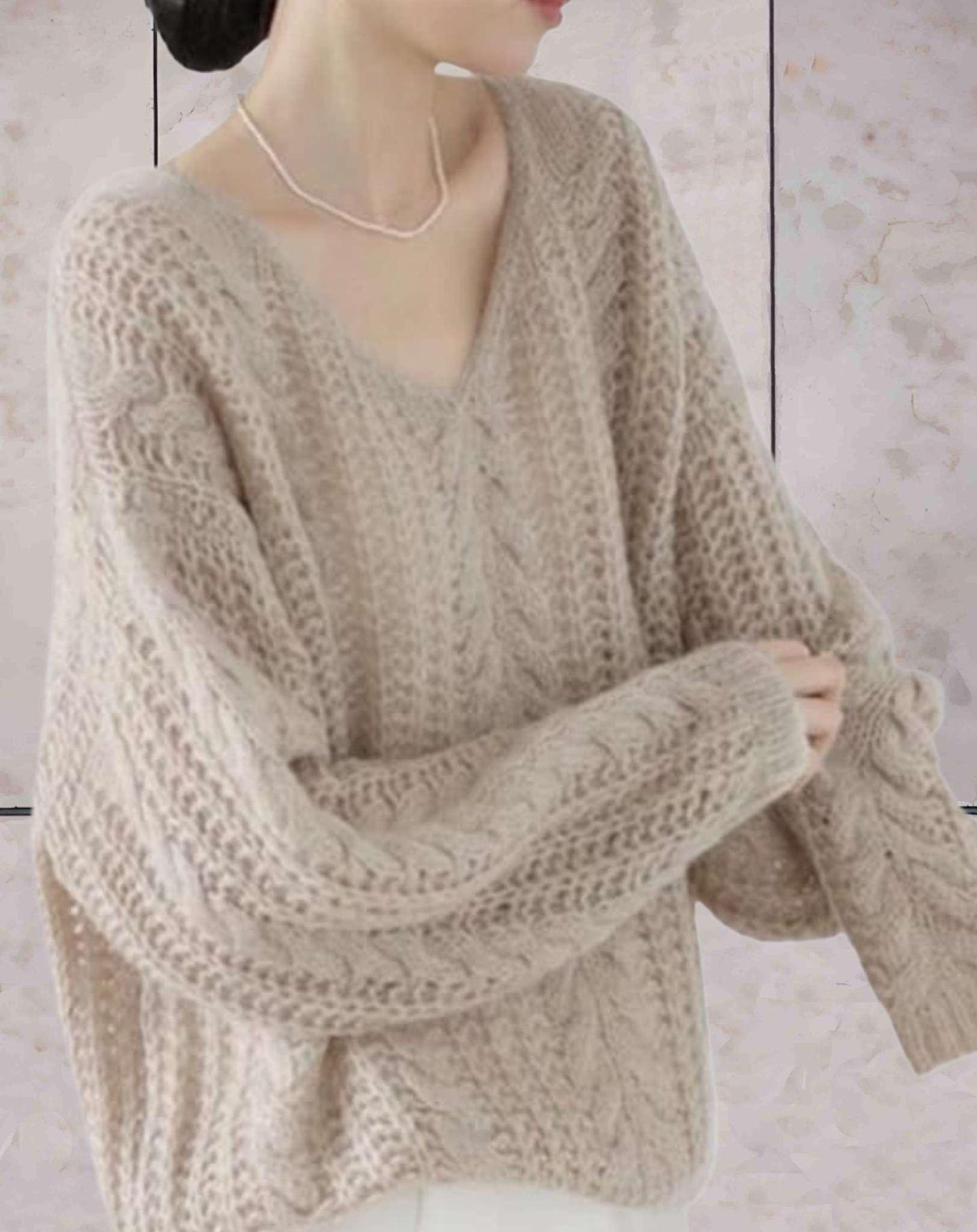 Kielle | Gebreide oversized trui met V-hals