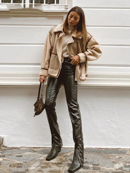 Alayá Mantel | Korte trendy fleece jas voor dames