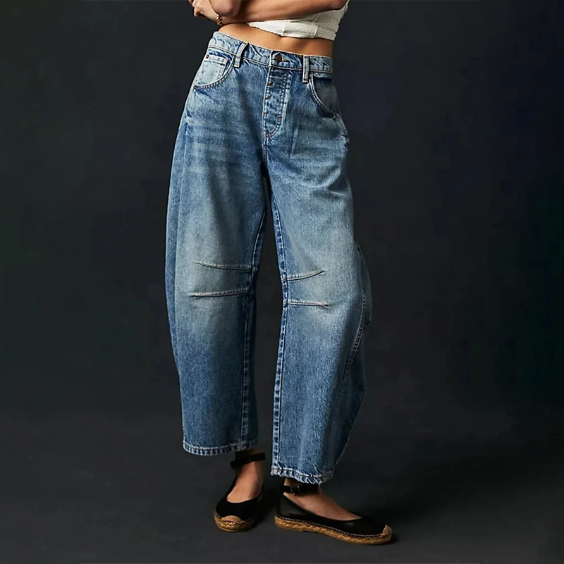 Comfort dames jeans met wijde pijpen