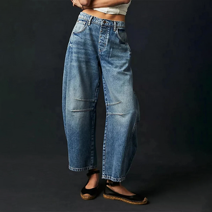 Comfort dames jeans met wijde pijpen