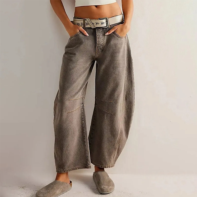 Comfort dames jeans met wijde pijpen