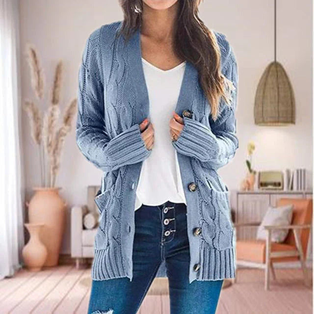 Atelier Cardigan | Lang zacht gebreid vest met zakken voor dames