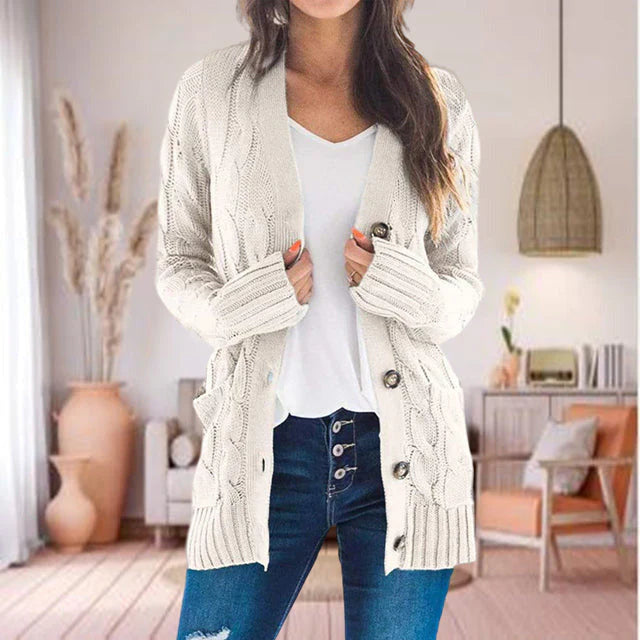 Atelier Cardigan | Lang zacht gebreid vest met zakken voor dames