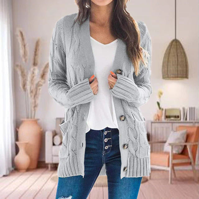 Atelier Cardigan | Lang zacht gebreid vest met zakken voor dames