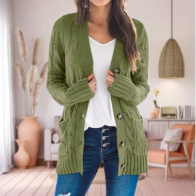 Atelier Cardigan | Lang zacht gebreid vest met zakken voor dames
