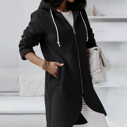Beaumont Hoodie | Lange comfy hoodie vest met rits voor dames