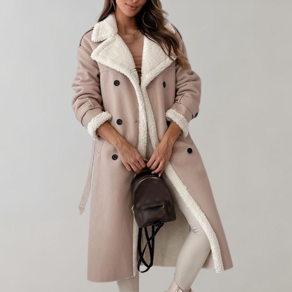 Annele Dekker Mantel | Lange leren winterjas met fleece voering voor dames