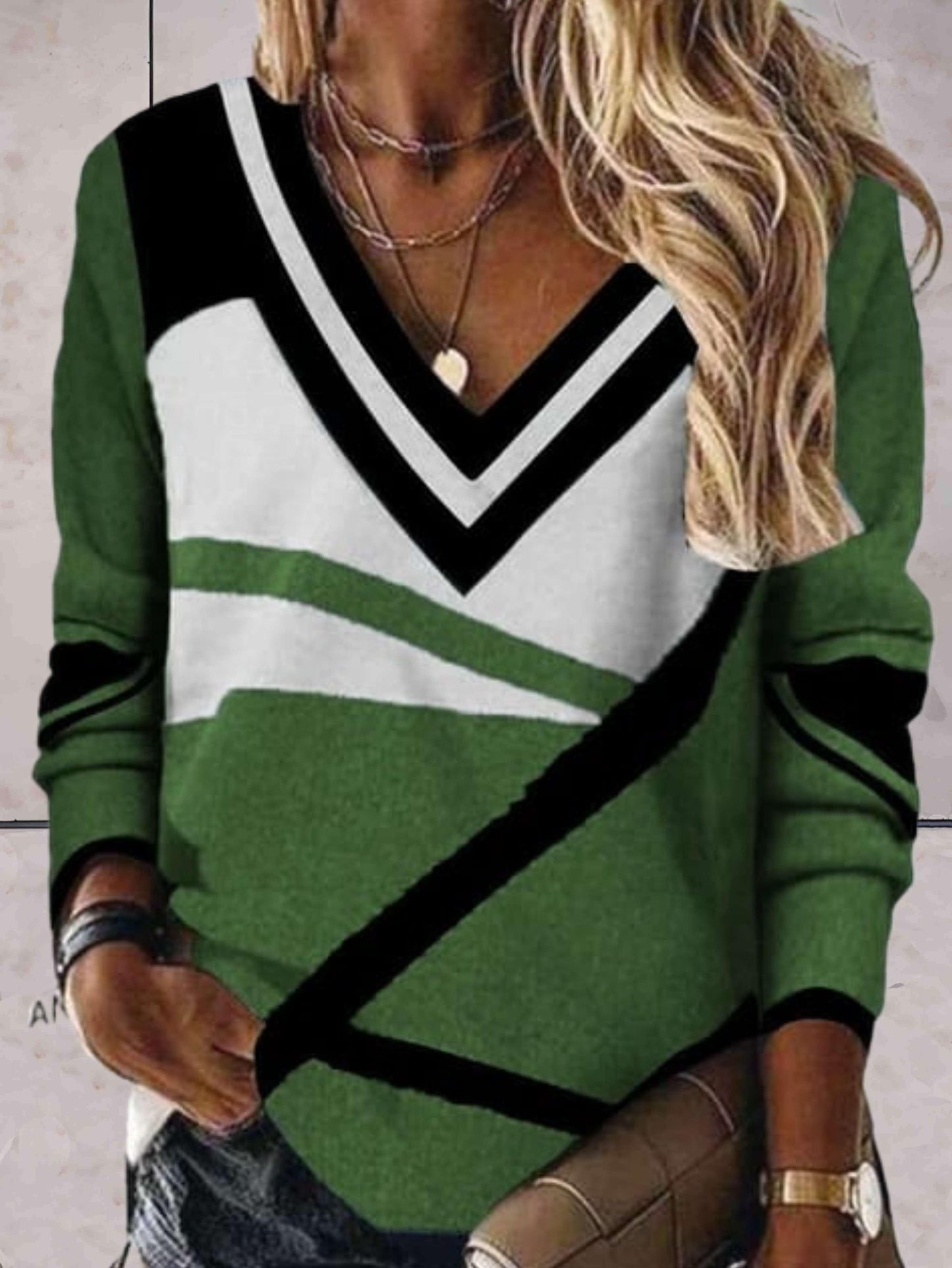 Lette | Kleurcontrasterende pullover met V-hals voor casual wear