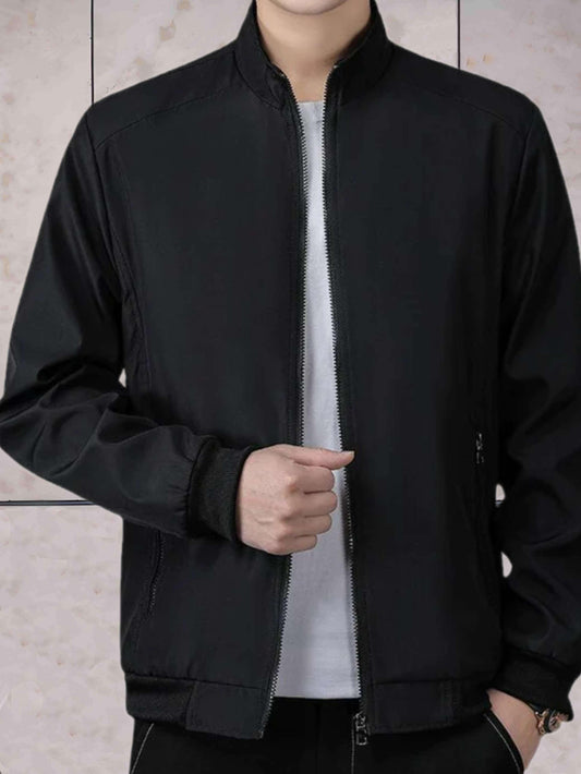 Liam - nonchalant polyester jack met opstaande kraag en ritssluiting over de hele lengte