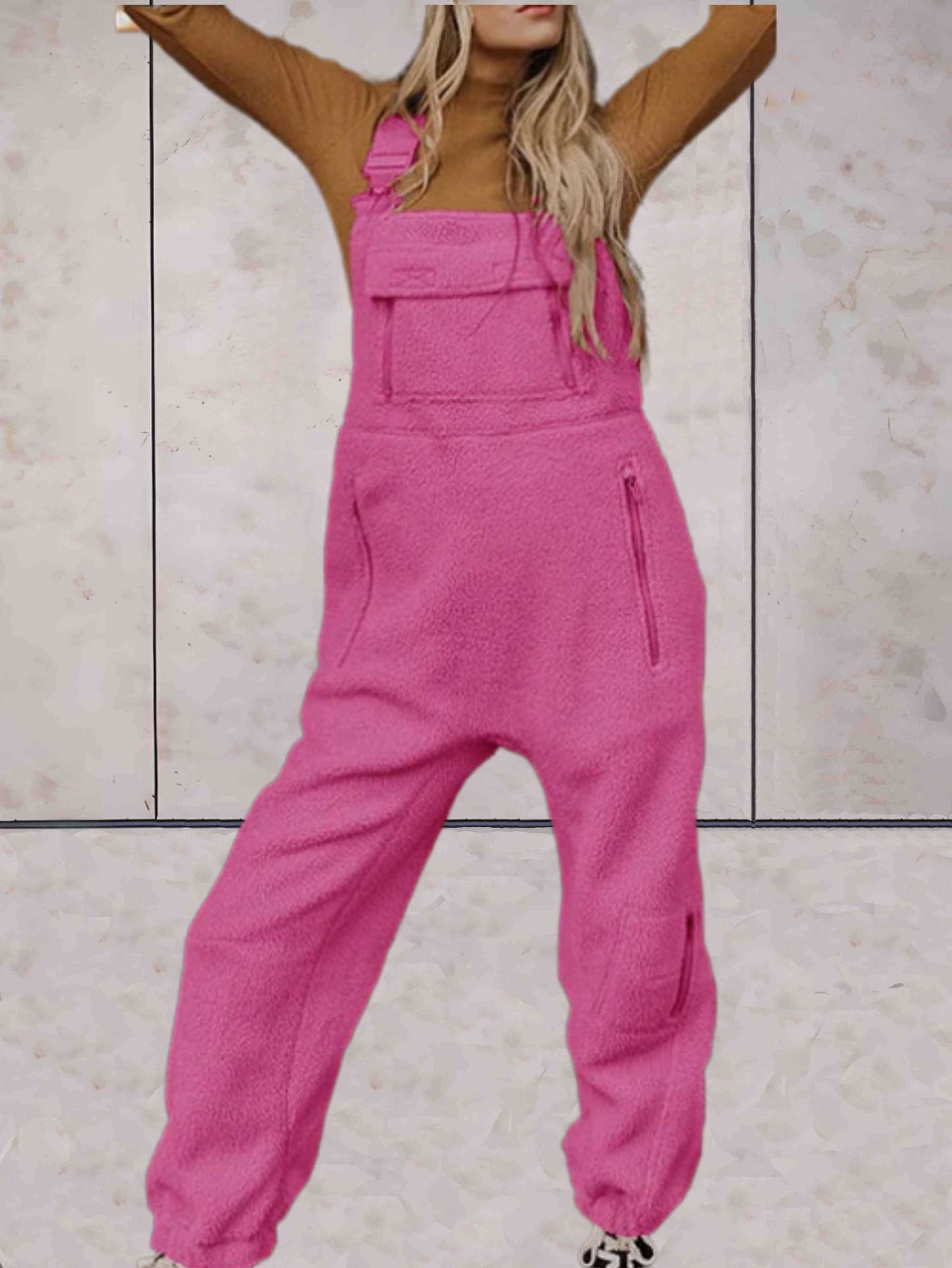 Lilian | Eenvoudige mouwloze fleece jumpsuit met zakken voor dagelijks gebruik