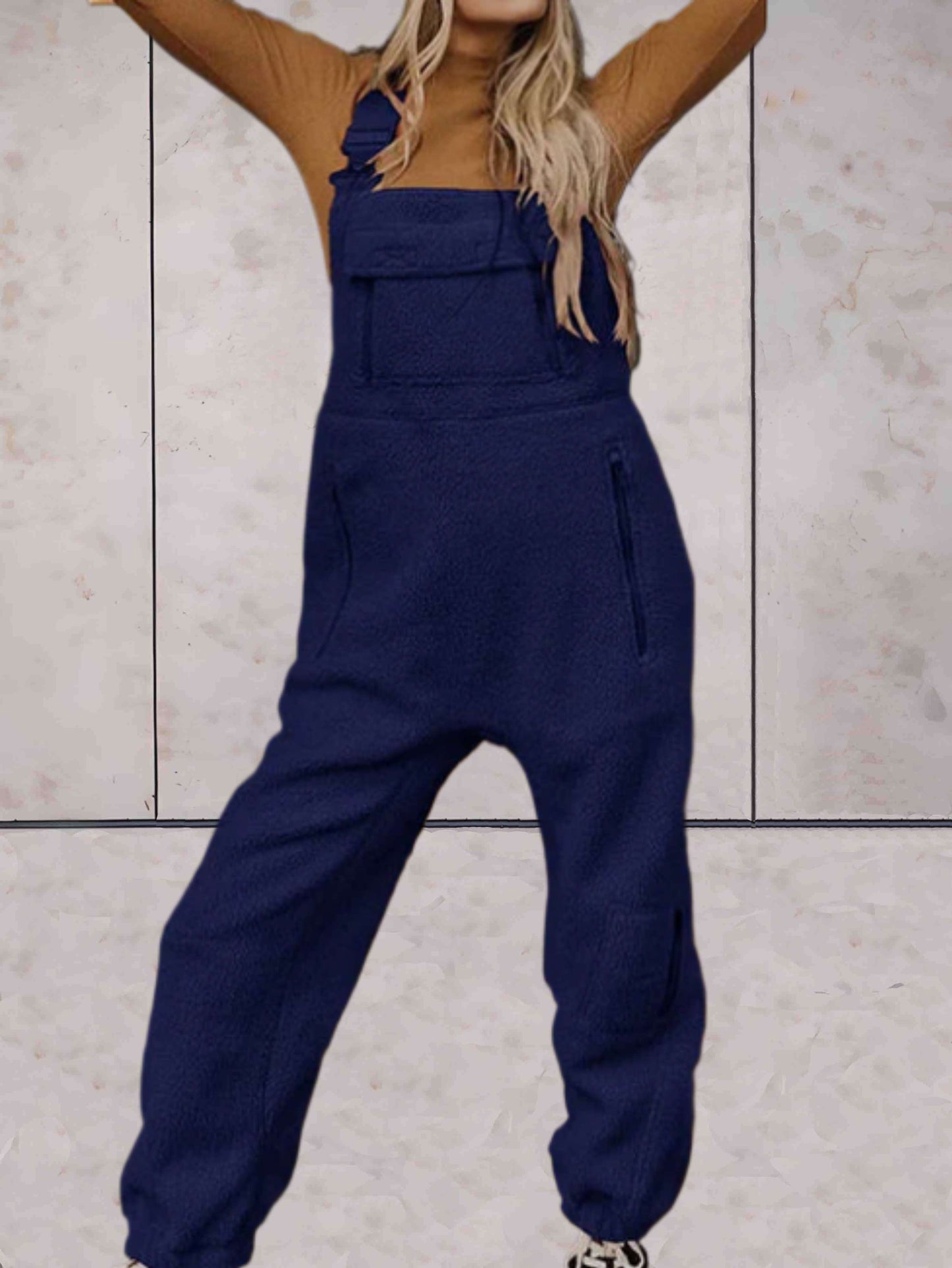 Lilian | Eenvoudige mouwloze fleece jumpsuit met zakken voor dagelijks gebruik