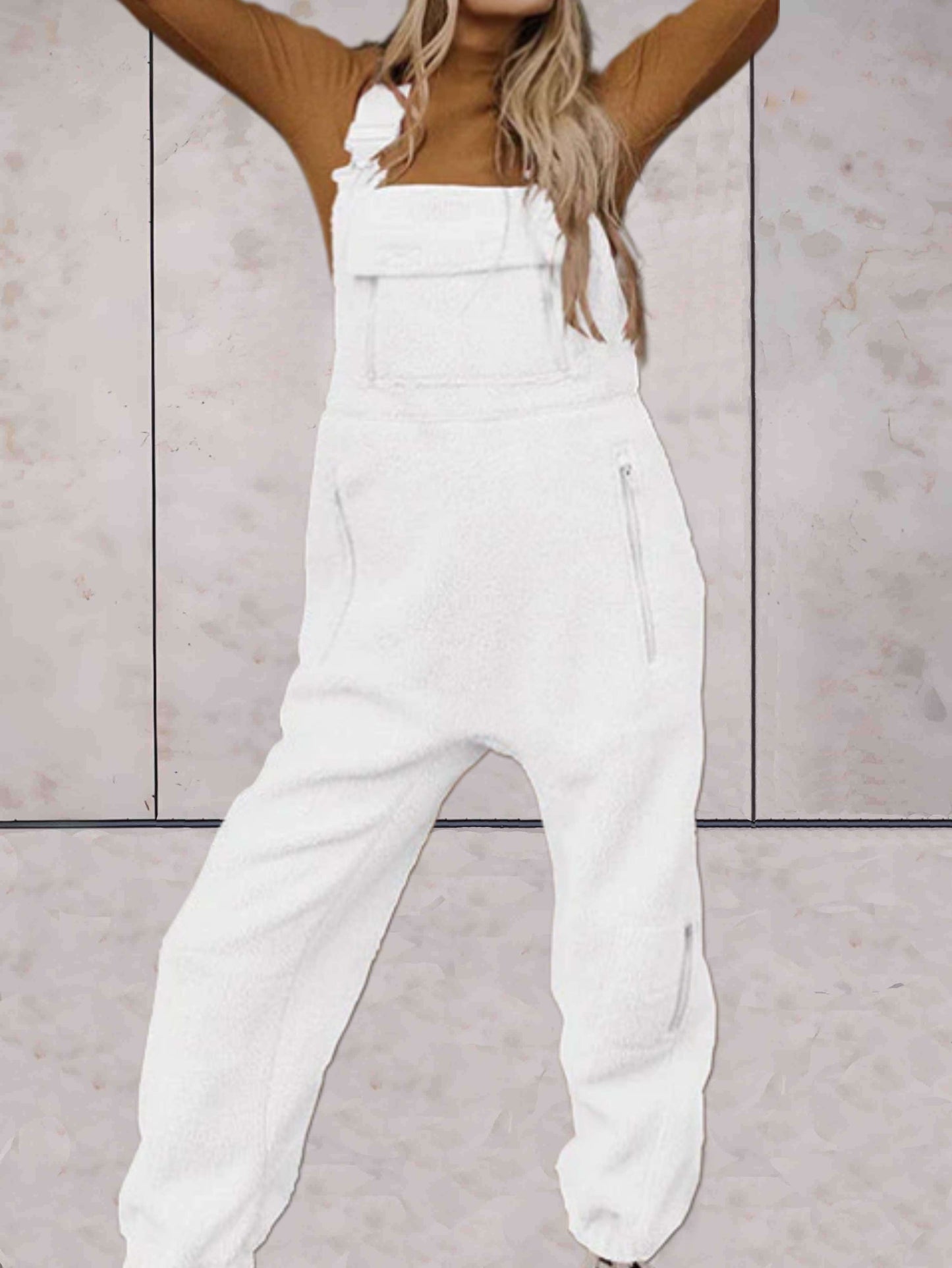 Lilian | Eenvoudige mouwloze fleece jumpsuit met zakken voor dagelijks gebruik
