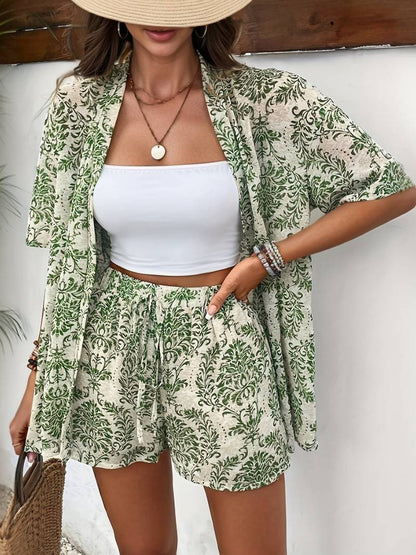 Lily | Shirt en shorts met bloemenprint en knoopsluiting voor