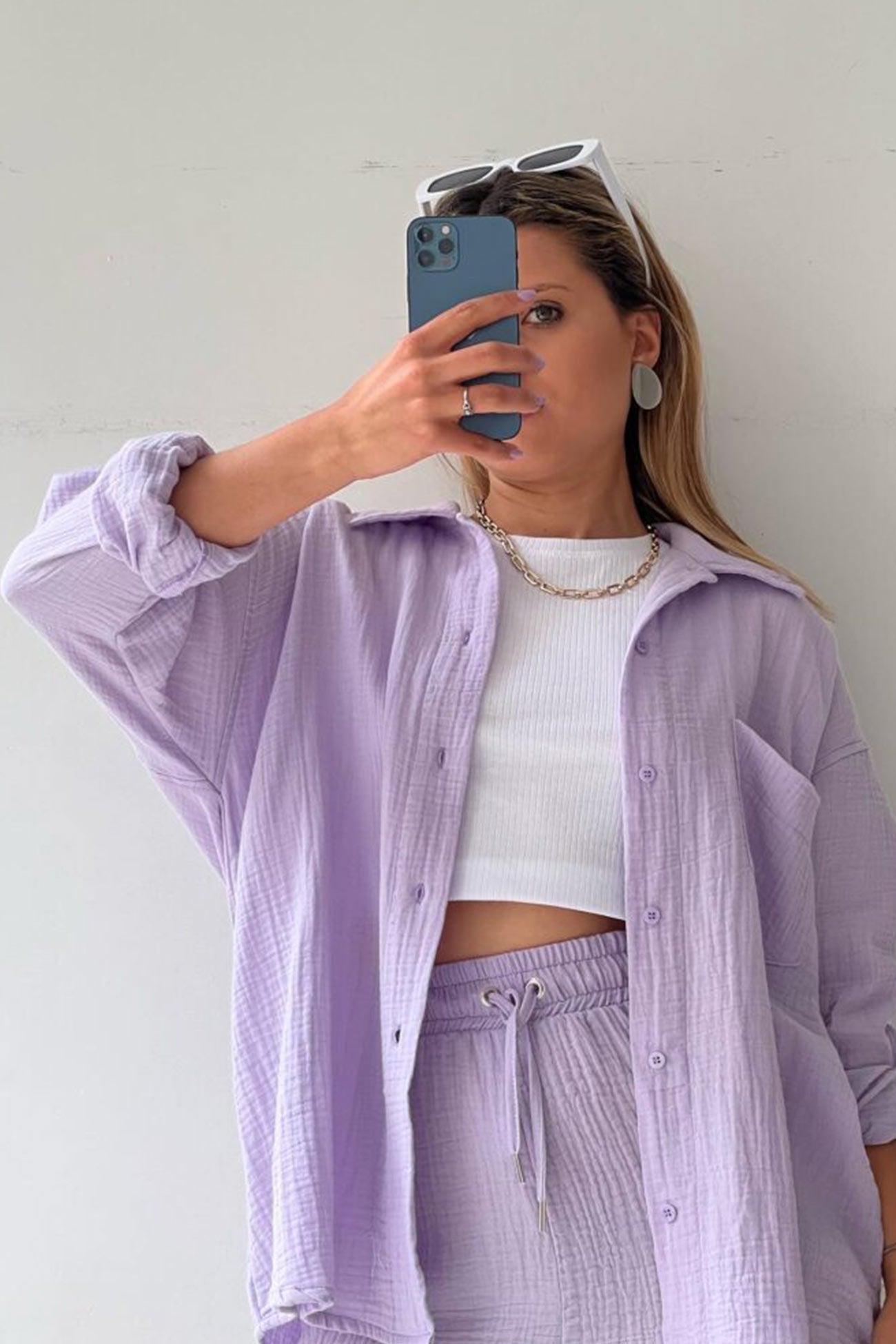 Selena - Slank Langemouwen Shirt en Bijpassende Shorts