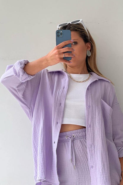 Selena - Slank Langemouwen Shirt en Bijpassende Shorts