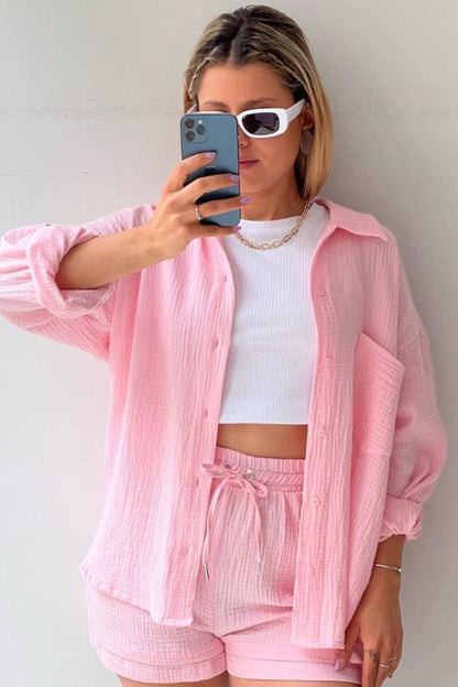 Selena - Slank Langemouwen Shirt en Bijpassende Shorts