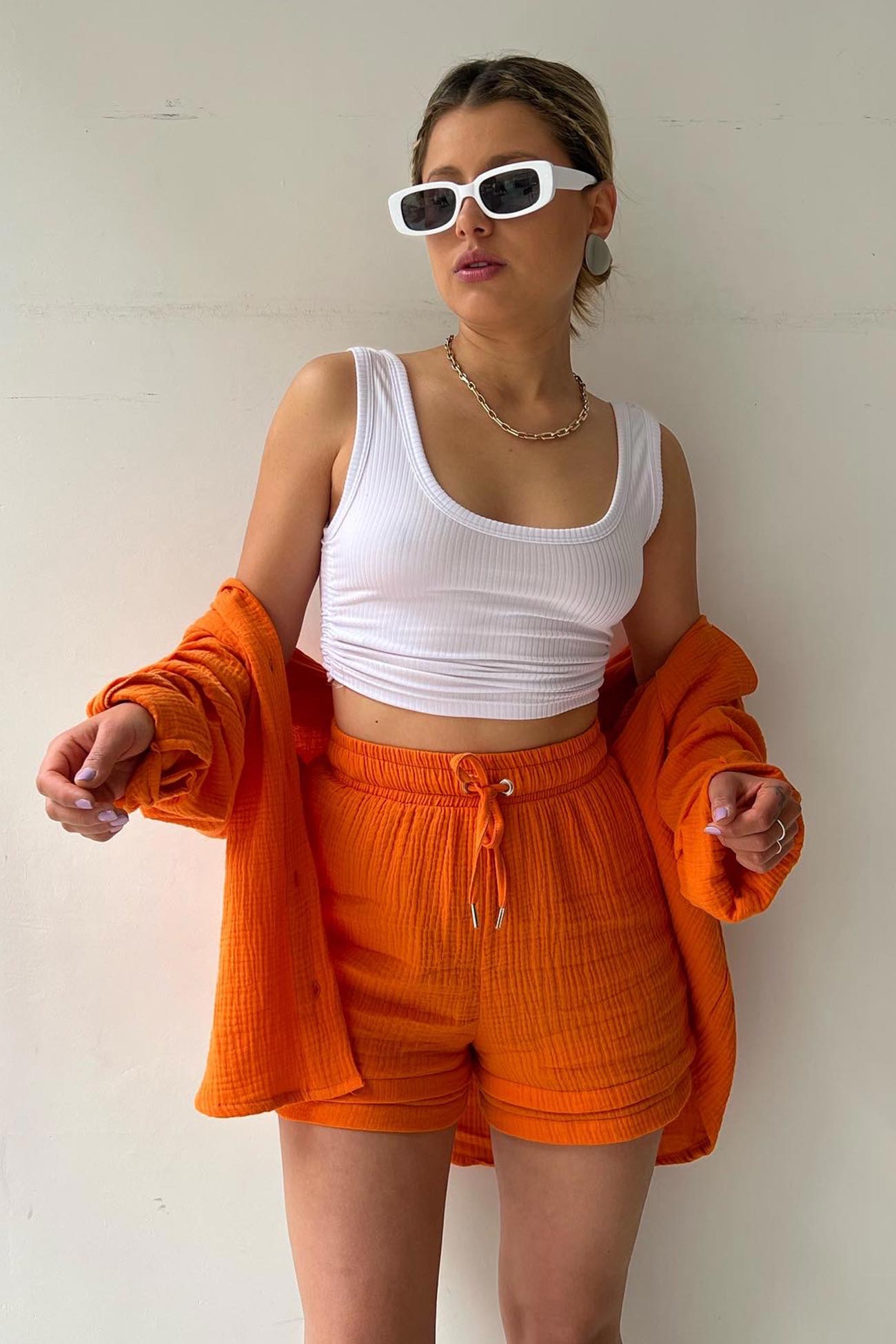 Selena - Slank Langemouwen Shirt en Bijpassende Shorts