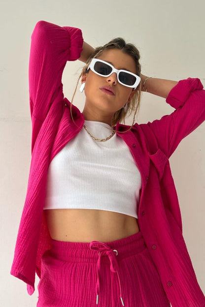 Selena - Slank Langemouwen Shirt en Bijpassende Shorts