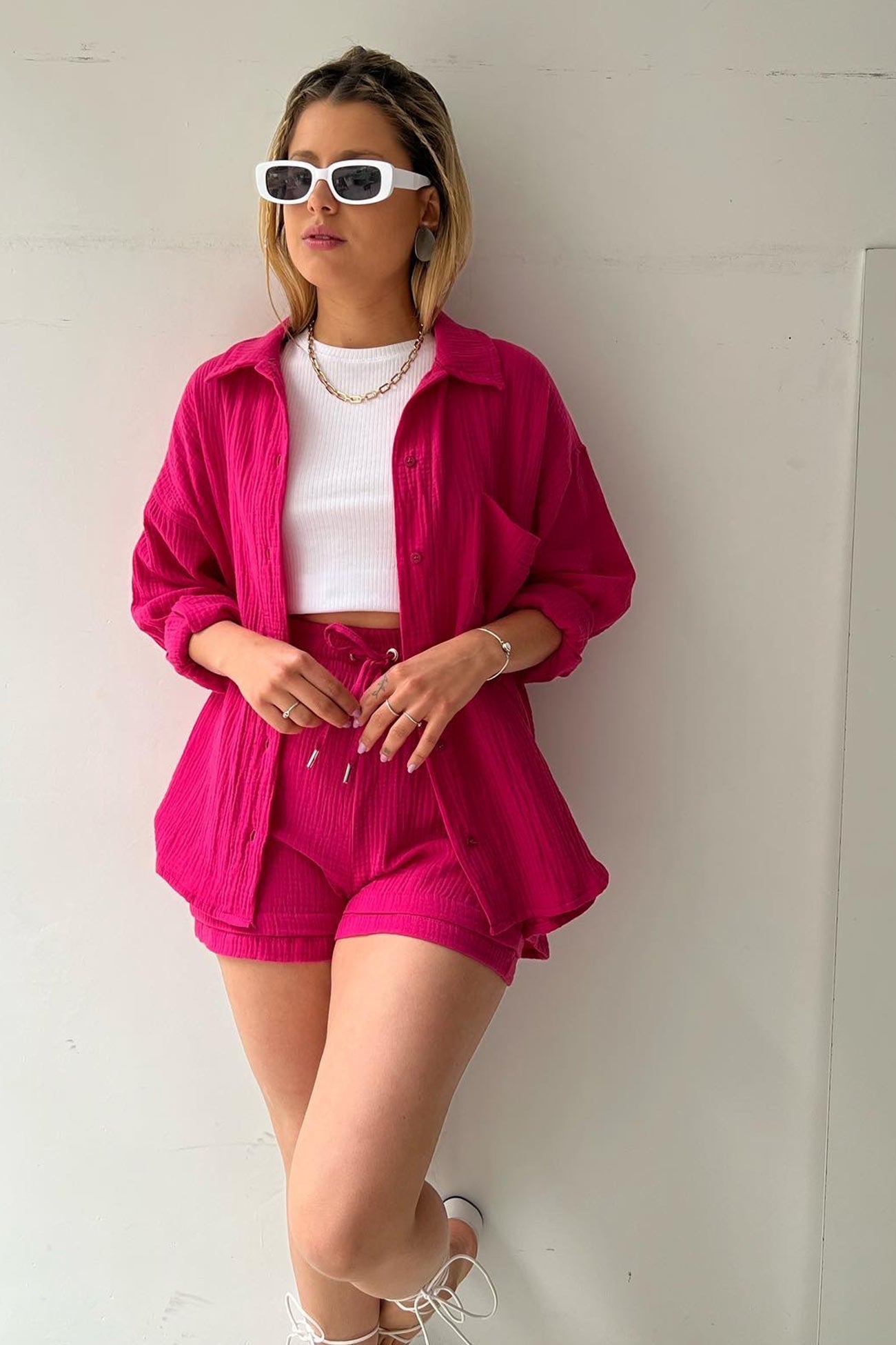 Selena - Slank Langemouwen Shirt en Bijpassende Shorts