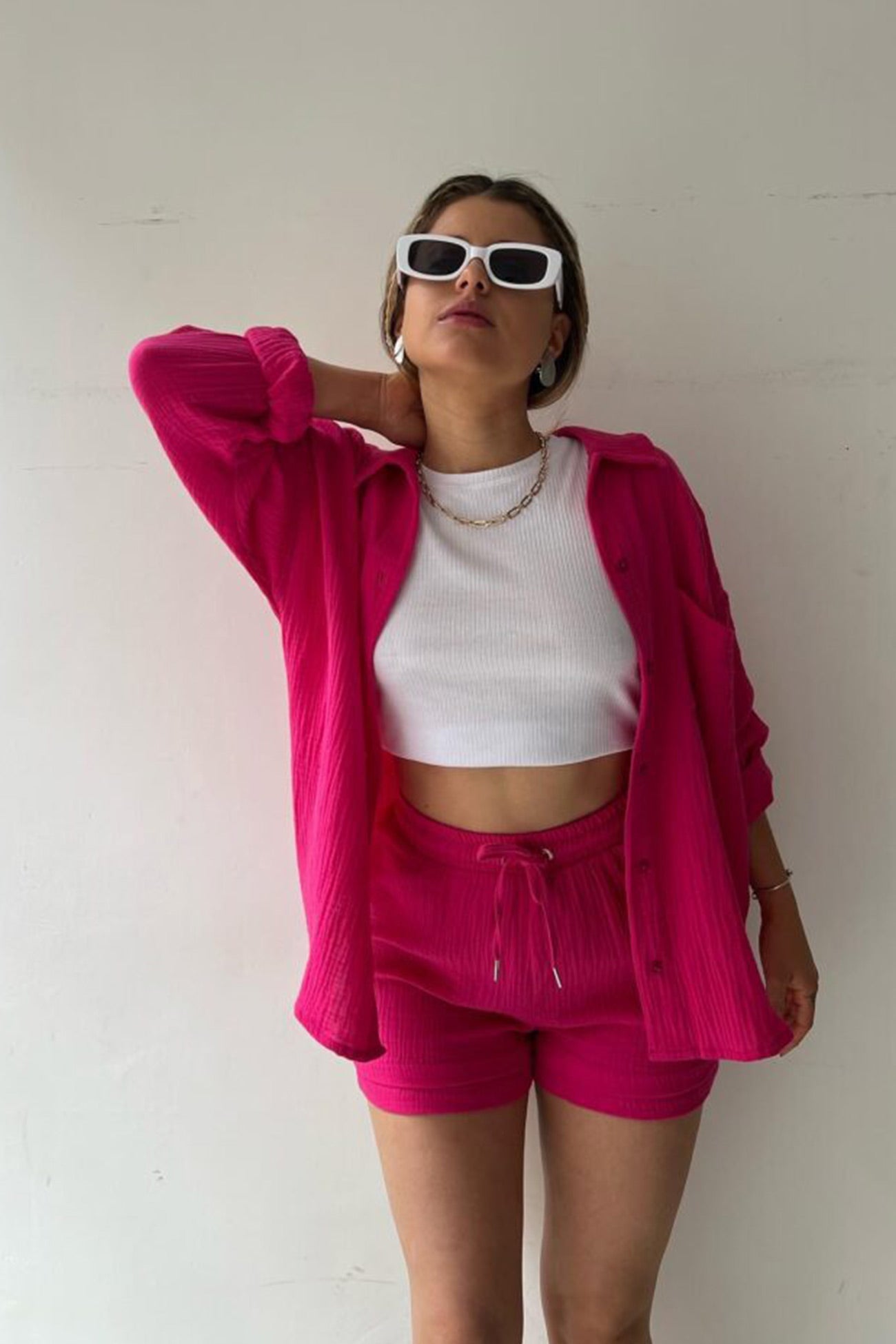 Selena - Slank Langemouwen Shirt en Bijpassende Shorts