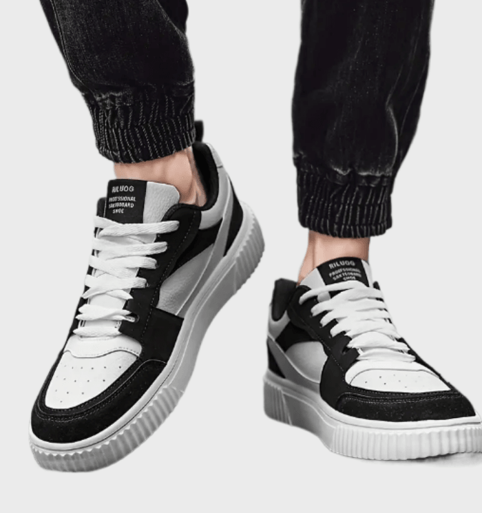 Huck - Tweekleurige halfhoge sneakers voor heren met patroonontwerp schoenen