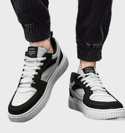 Huck - Tweekleurige halfhoge sneakers voor heren met patroonontwerp schoenen