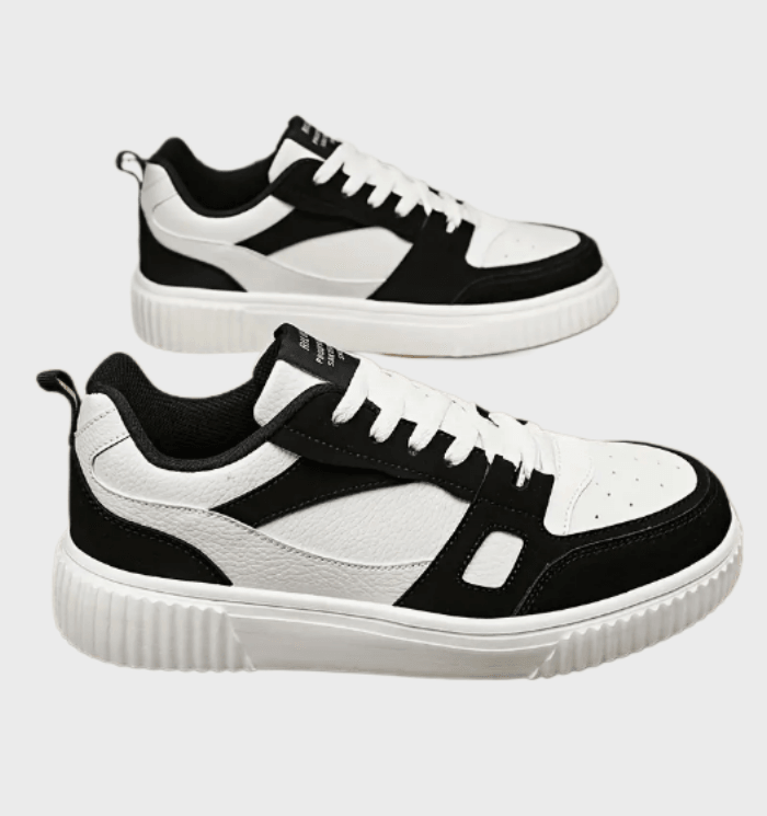 Huck - Tweekleurige halfhoge sneakers voor heren met patroonontwerp schoenen