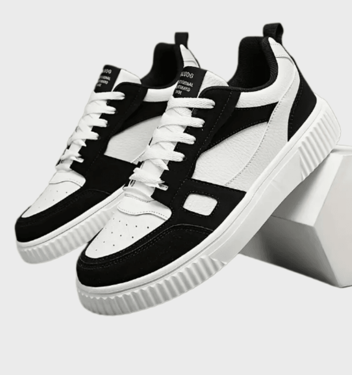 Huck - Tweekleurige halfhoge sneakers voor heren met patroonontwerp schoenen