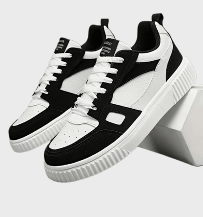 Huck - Tweekleurige halfhoge sneakers voor heren met patroonontwerp schoenen