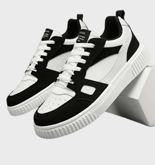Huck - Tweekleurige halfhoge sneakers voor heren met patroonontwerp schoenen