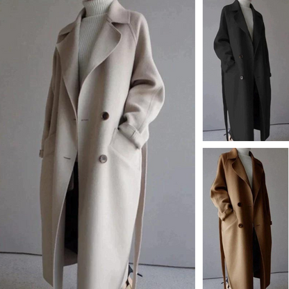 Erin | Lange Elegante Wolmantel voor een Stijlvolle Silhouet