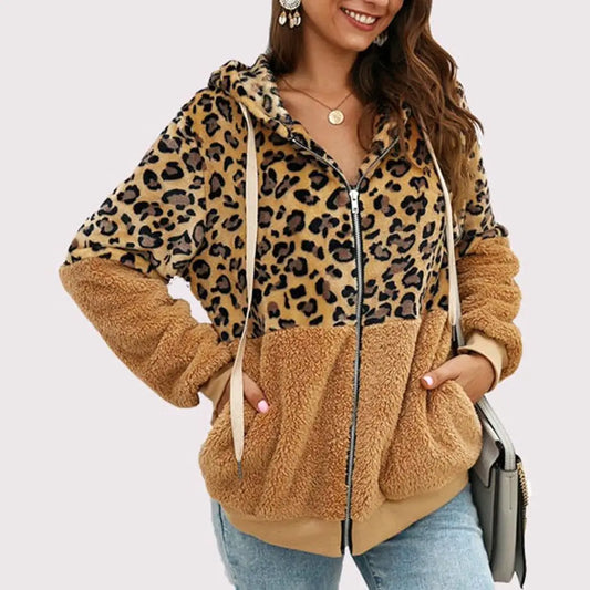 Mira | Pluche hoodie met luipaardprint