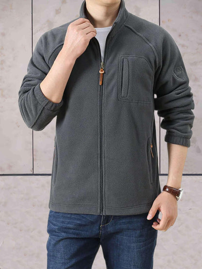 Mark - casual fleecejack met opstaande kraag, zakken en volledige ritssluiting