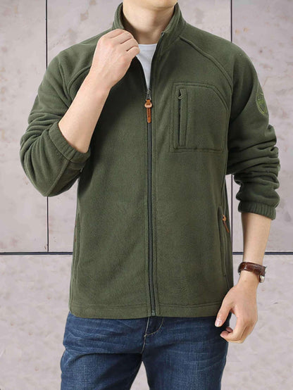 Mark - casual fleecejack met opstaande kraag, zakken en volledige ritssluiting