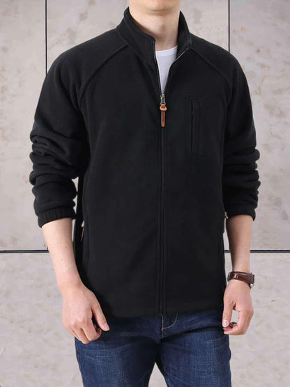 Mark - casual fleecejack met opstaande kraag, zakken en volledige ritssluiting