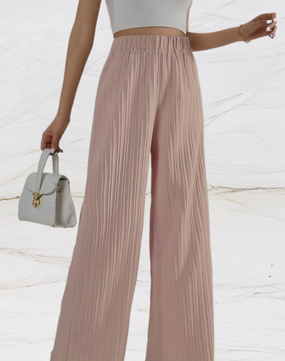Broek met wijde pijpen en horizontale voering voor dames