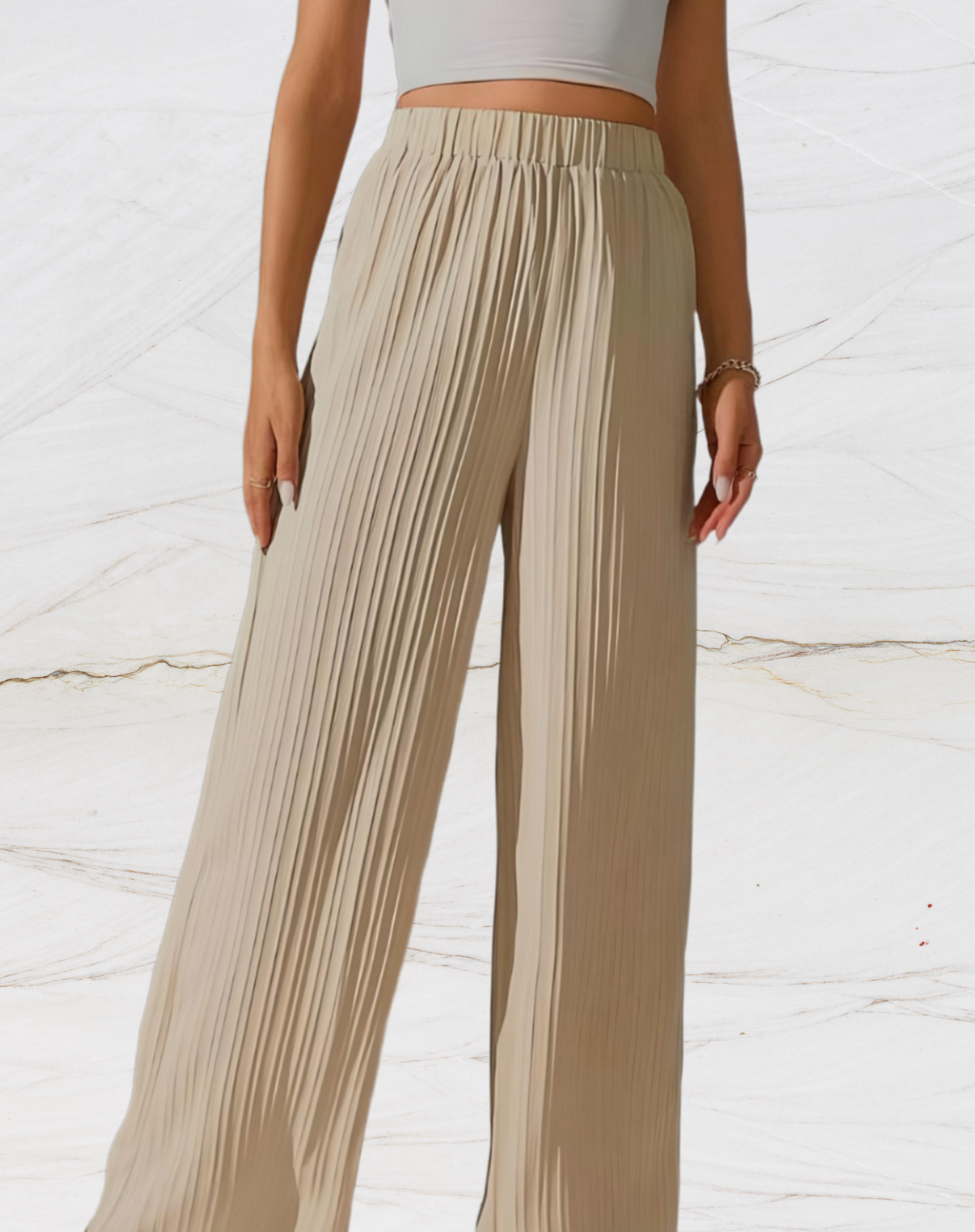 Broek met wijde pijpen en horizontale voering voor dames