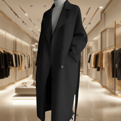 Erin | Lange Elegante Wolmantel voor een Stijlvolle Silhouet