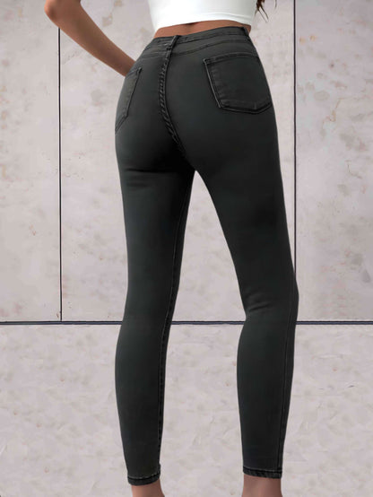 Mila - High-waisted nauwsluitende denim jeans enkel lengte