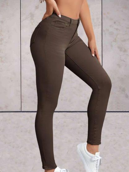 Mila - High-waisted nauwsluitende denim jeans enkel lengte