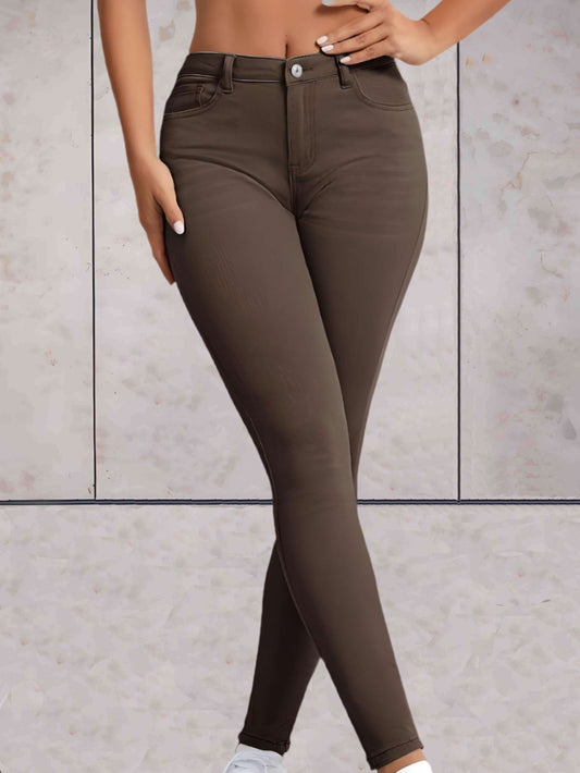 Mila - High-waisted nauwsluitende denim jeans enkel lengte